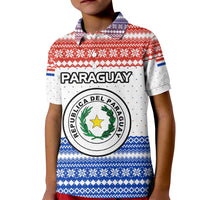 Paraguay Christmas Kid Polo Shirt with Red-White-Blue Design, National Seal, and Santa Motif - Wonder Print Shop