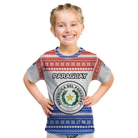 Paraguay Christmas Kid T Shirt with Red-White-Blue Design, National Seal, and Santa Motif - Wonder Print Shop