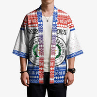 Paraguay Christmas Kimono with Red-White-Blue Design, National Seal, and Santa Motif - Wonder Print Shop