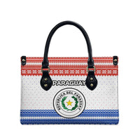 Paraguay Christmas Leather Bag with Red-White-Blue Design, National Seal, and Santa Motif - Wonder Print Shop