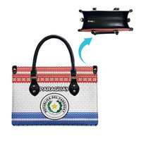 Paraguay Christmas Leather Bag with Red-White-Blue Design, National Seal, and Santa Motif - Wonder Print Shop