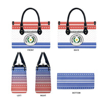 Paraguay Christmas Leather Bag with Red-White-Blue Design, National Seal, and Santa Motif - Wonder Print Shop