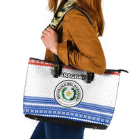 Paraguay Christmas Leather Tote Bag with Red-White-Blue Design, National Seal, and Santa Motif - Wonder Print Shop