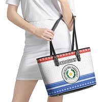 Paraguay Christmas Leather Tote Bag with Red-White-Blue Design, National Seal, and Santa Motif - Wonder Print Shop