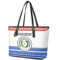 Paraguay Christmas Leather Tote Bag with Red-White-Blue Design, National Seal, and Santa Motif - Wonder Print Shop