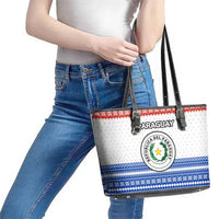 Paraguay Christmas Leather Tote Bag with Red-White-Blue Design, National Seal, and Santa Motif - Wonder Print Shop