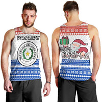 Paraguay Christmas Men Tank Top with Red-White-Blue Design, National Seal, and Santa Motif - Wonder Print Shop