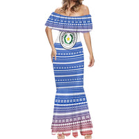 Paraguay Christmas Mermaid Dress with Red-White-Blue Design, National Seal, and Santa Motif - Wonder Print Shop