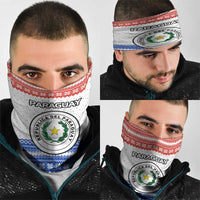 Paraguay Christmas Neck Gaiter with Red-White-Blue Design, National Seal, and Santa Motif - Wonder Print Shop