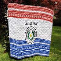 Paraguay Christmas Quilt with Red-White-Blue Design, National Seal, and Santa Motif - Wonder Print Shop