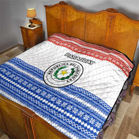 Paraguay Christmas Quilt with Red-White-Blue Design, National Seal, and Santa Motif - Wonder Print Shop