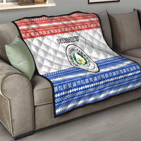 Paraguay Christmas Quilt with Red-White-Blue Design, National Seal, and Santa Motif - Wonder Print Shop