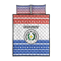 Paraguay Christmas Quilt Bed Set with Red-White-Blue Design, National Seal, and Santa Motif - Wonder Print Shop