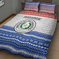 Paraguay Christmas Quilt Bed Set with Red-White-Blue Design, National Seal, and Santa Motif - Wonder Print Shop