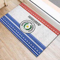 Paraguay Christmas Rubber Doormat with Red-White-Blue Design, National Seal, and Santa Motif - Wonder Print Shop