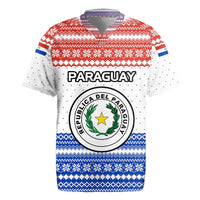 Paraguay Christmas Rugby Jersey with Red-White-Blue Design, National Seal, and Santa Motif - Wonder Print Shop