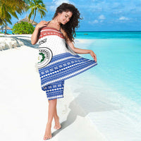 Paraguay Christmas Sarong with Red-White-Blue Design, National Seal, and Santa Motif - Wonder Print Shop