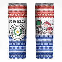 Paraguay Christmas Skinny Tumbler with Red-White-Blue Design, National Seal, and Santa Motif - Wonder Print Shop
