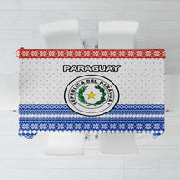 Paraguay Christmas Tablecloth with Red-White-Blue Design, National Seal, and Santa Motif - Wonder Print Shop