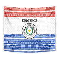 Paraguay Christmas Tapestry with Red-White-Blue Design, National Seal, and Santa Motif - Wonder Print Shop