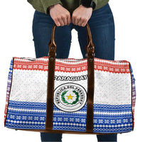 Paraguay Christmas Travel Bag with Red-White-Blue Design, National Seal, and Santa Motif - Wonder Print Shop