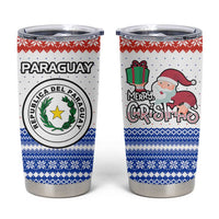 Paraguay Christmas Tumbler Cup with Red-White-Blue Design, National Seal, and Santa Motif - Wonder Print Shop