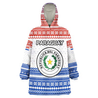 Paraguay Christmas Wearable Blanket Hoodie with Red-White-Blue Design, National Seal, and Santa Motif - Wonder Print Shop