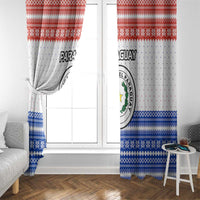 Paraguay Christmas Window Curtain with Red-White-Blue Design, National Seal, and Santa Motif - Wonder Print Shop