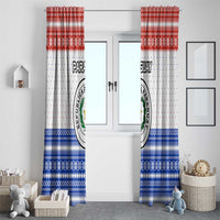 Paraguay Christmas Window Curtain with Red-White-Blue Design, National Seal, and Santa Motif - Wonder Print Shop