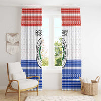 Paraguay Christmas Window Curtain with Red-White-Blue Design, National Seal, and Santa Motif - Wonder Print Shop