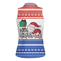 Paraguay Christmas Women Sleeveless Polo Shirt with Red-White-Blue Design, National Seal, and Santa Motif - Wonder Print Shop