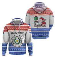 Paraguay Christmas Zip Hoodie with Red-White-Blue Design, National Seal, and Santa Motif - Wonder Print Shop