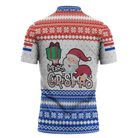 Paraguay Christmas Zipper Polo Shirt with Red-White-Blue Design, National Seal, and Santa Motif - Wonder Print Shop