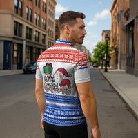 Paraguay Christmas Zipper Polo Shirt with Red-White-Blue Design, National Seal, and Santa Motif - Wonder Print Shop