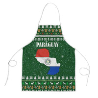 Paraguay Christmas Apron with Green Festive Pattern, Map and Flag Motif, and Santa Illustration - Wonder Print Shop