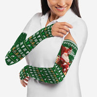 Paraguay Christmas Arm Sleeves with Green Festive Pattern, Map and Flag Motif, and Santa Illustration - Wonder Print Shop