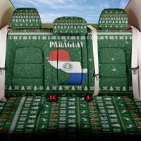 Paraguay Christmas Back Car Seat Cover with Green Festive Pattern, Map and Flag Motif, and Santa Illustration - Wonder Print Shop