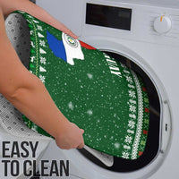 Paraguay Christmas Bathroom Set with Green Festive Pattern, Map and Flag Motif, and Santa Illustration - Wonder Print Shop