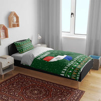 Paraguay Christmas Bedding Set with Green Festive Pattern, Map and Flag Motif, and Santa Illustration - Wonder Print Shop