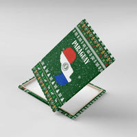 Paraguay Christmas Canvas Wall Art with Green Festive Pattern, Map and Flag Motif, and Santa Illustration - Wonder Print Shop