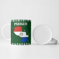 Paraguay Christmas Ceramic Mug with Green Festive Pattern, Map and Flag Motif, and Santa Illustration - Wonder Print Shop
