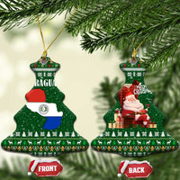 Paraguay Christmas Ceramic Ornament with Green Festive Pattern, Map and Flag Motif, and Santa Illustration - Wonder Print Shop