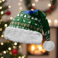 Paraguay Christmas Santa Hat with Green Festive Pattern, Map and Flag Motif, and Santa Illustration - Wonder Print Shop