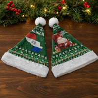 Paraguay Christmas Santa Hat with Green Festive Pattern, Map and Flag Motif, and Santa Illustration - Wonder Print Shop