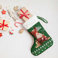 Paraguay Christmas Stocking with Green Festive Pattern, Map and Flag Motif, and Santa Illustration - Wonder Print Shop