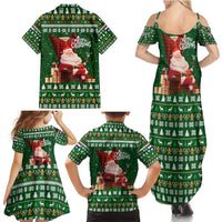 Paraguay Christmas Family Matching Summer Maxi Dress and Hawaiian Shirt with Green Festive Pattern, Map and Flag Motif, and Santa Illustration - Wonder Print Shop