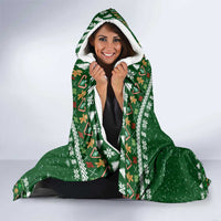 Paraguay Christmas Hooded Blanket with Green Festive Pattern, Map and Flag Motif, and Santa Illustration - Wonder Print Shop