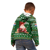 Paraguay Christmas Kid Hoodie with Green Festive Pattern, Map and Flag Motif, and Santa Illustration - Wonder Print Shop