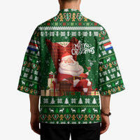 Paraguay Christmas Kimono with Green Festive Pattern, Map and Flag Motif, and Santa Illustration - Wonder Print Shop