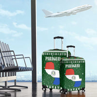 Paraguay Christmas Luggage Cover with Green Festive Pattern, Map and Flag Motif, and Santa Illustration - Wonder Print Shop